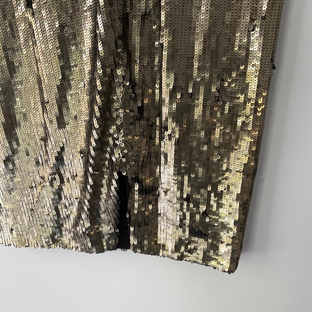 NWT Alice + Olivia Gold Sequin Sleeveless Shift Dress Party Cocktail Y2K Small - Picture 7 of 9